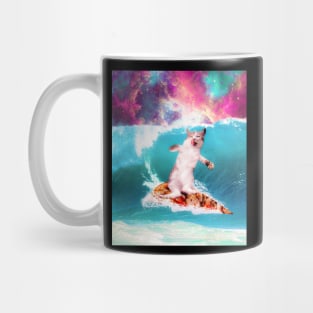 Kitty Cat Surfing Pizza In Space Mug